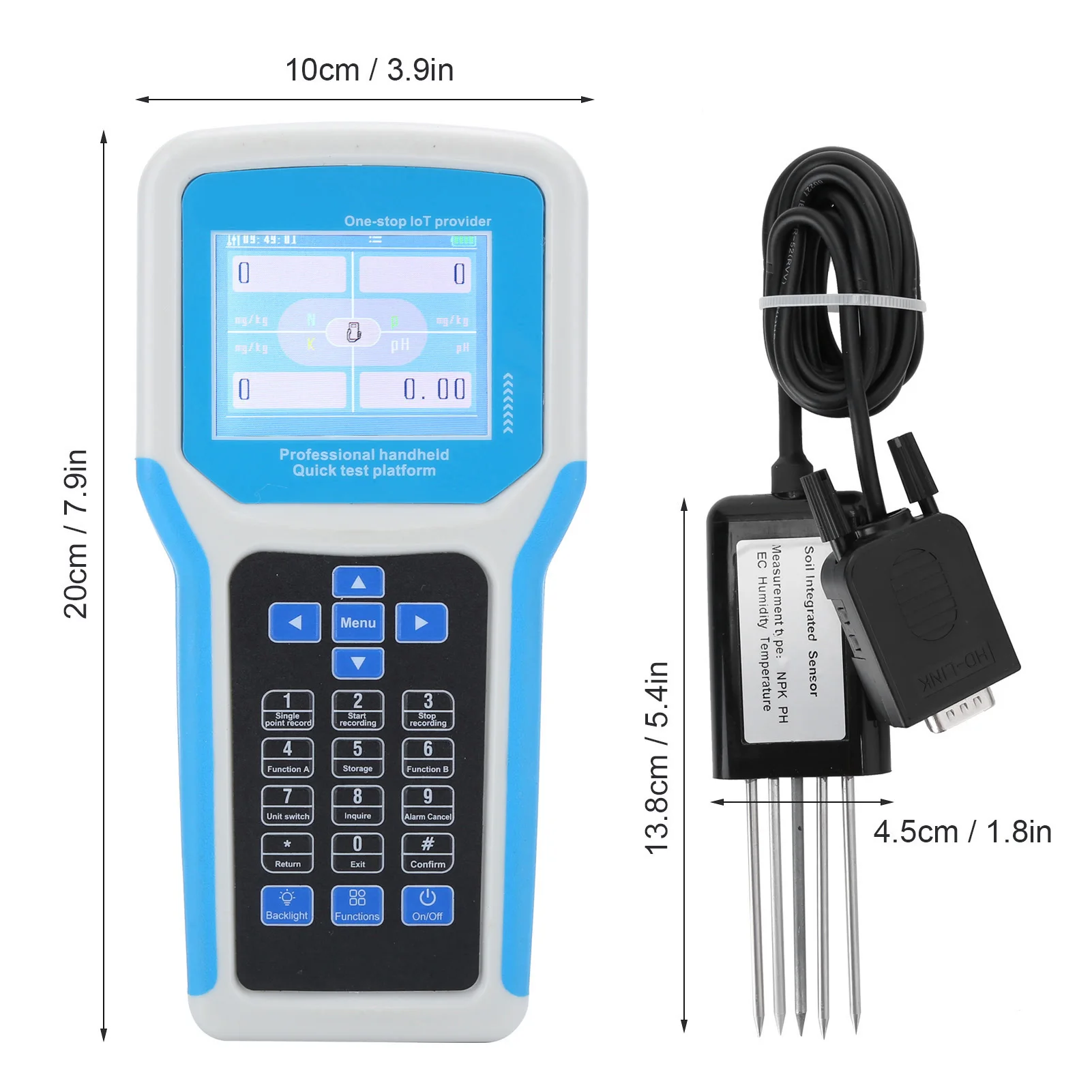 EC PH Meter Intelligent Soil Tester Temperature Humidity EC PH Nitrogen Phosphorus Potassium Meter English Version EC PH Tester