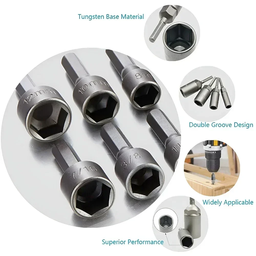 9/14PCS Powerful Socket Set 6.35mm Inner Hexagonal Screwdriver Driver Drill Bit Socket Extension Rod Accessories for Auto Repair view 5