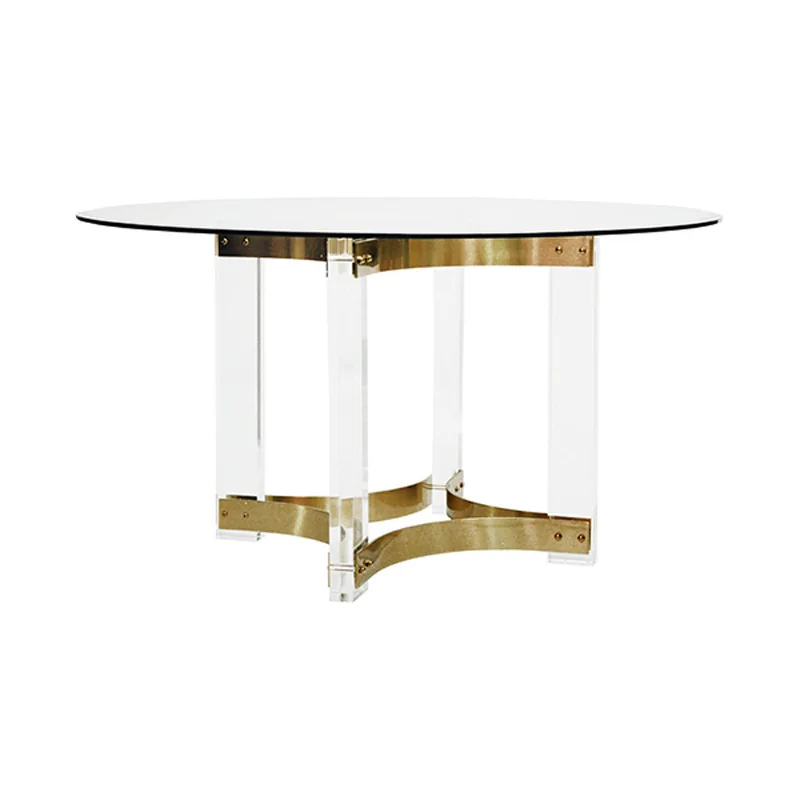 

Modern simple acrylic stainless steel dining table model room dining table