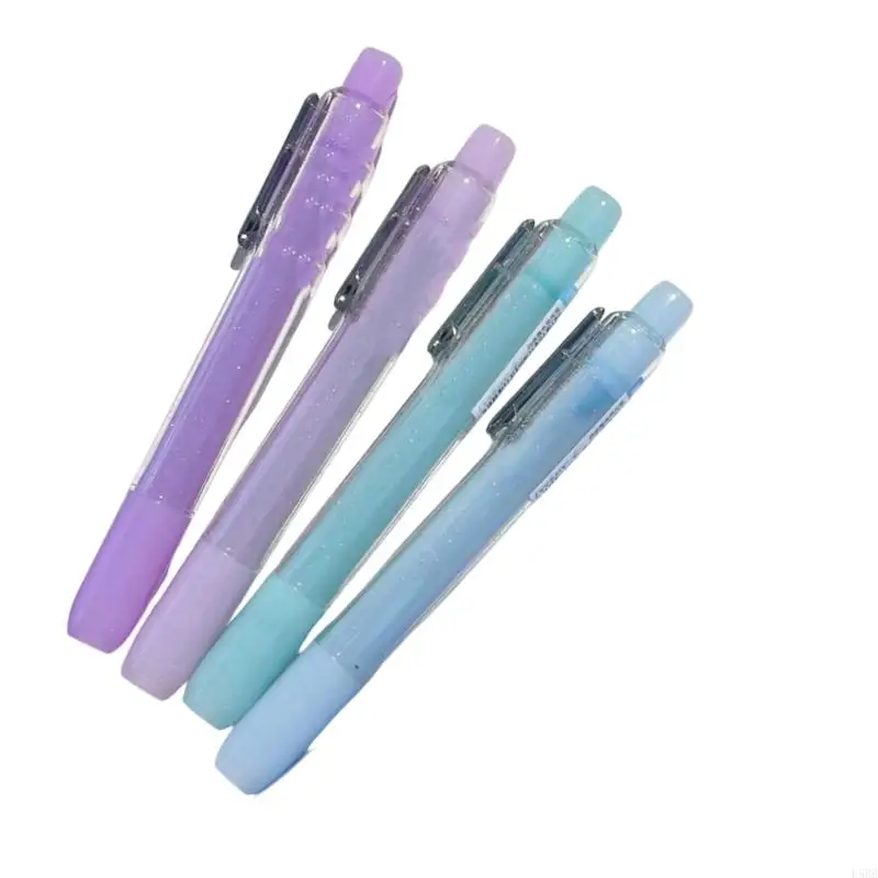 D5BB 4pcs متلألئة قلم تمييز قلم مقلوب نصيحة سريعة الجفاف لعلامة مخطط دفتر ملاحظات التمييز تسليط الضوء