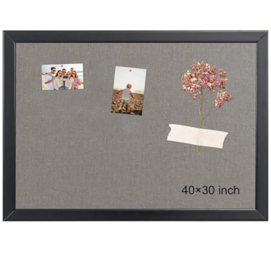 

Bulletin Board 40x30 Inch Cork Board with Grey Fabric and Pine Wood Frame Cork Boards for Walls Wall Mounted Fabric Notice Boar