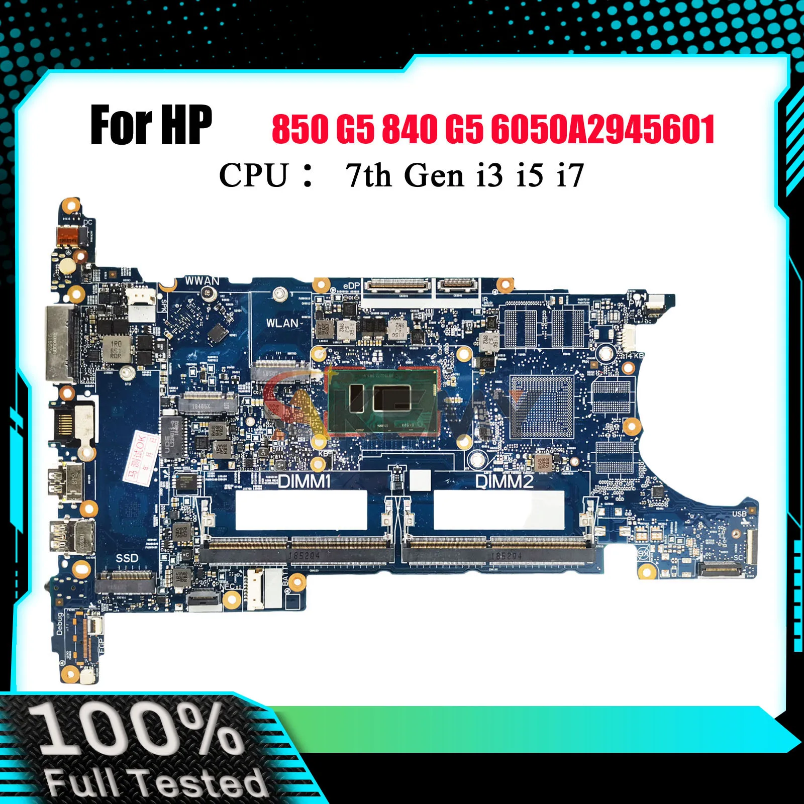 

6050A2945601 для ноутбука HP EliteBook 840 G5 850 G5, материнская плата L15516-601 L15517-601 с процессором i5 i7 8th, 100% полностью протестирована