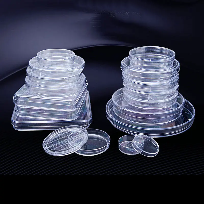 10pieces/pack Lab 35mm/60mm/90mm/100mm/120mm/150mm/10x10cm/13x13cm Plastic Petri Dish Laboratory Equipment Culture Dish