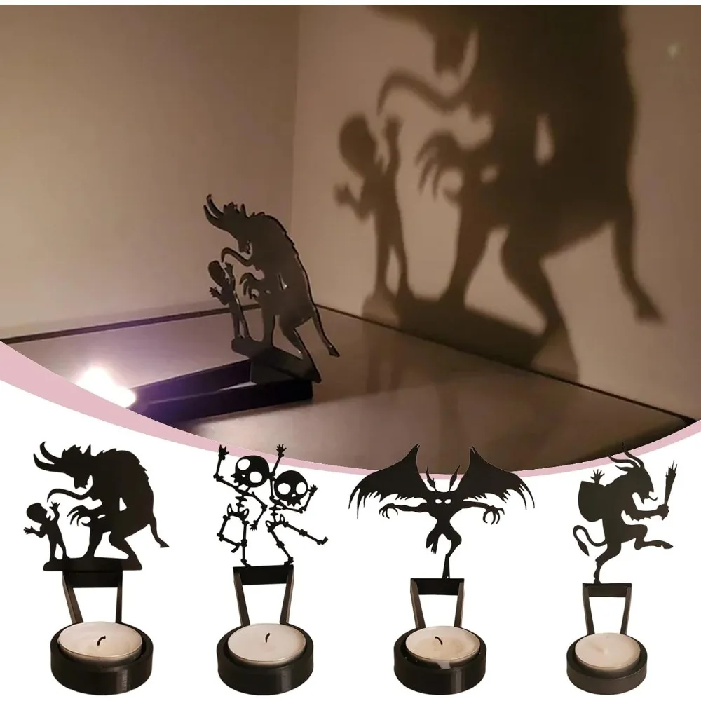 Halloween Fun Candlestick Desktop Ornaments Decorations Metal Handicrafts Projection Decoration Festival Decoration