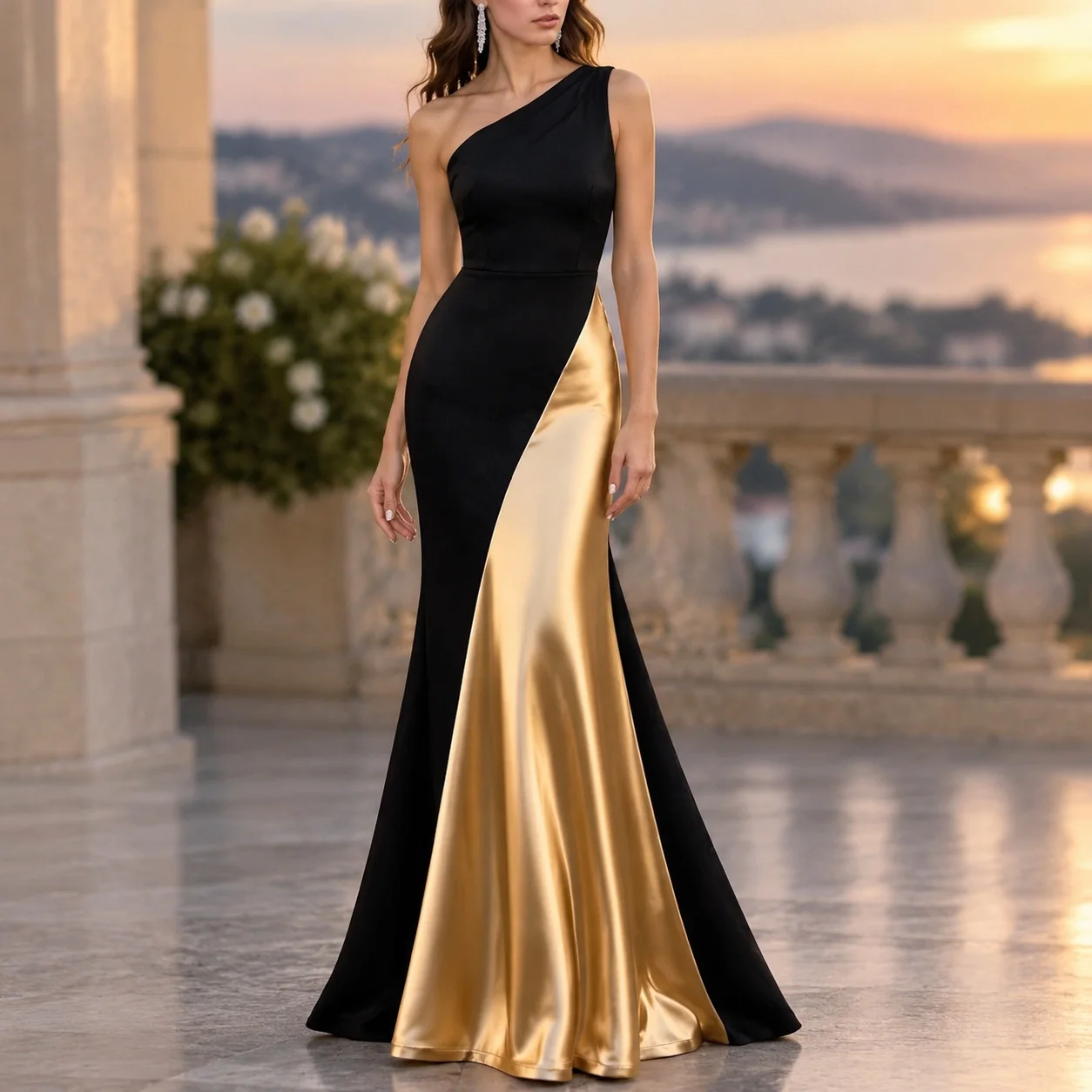 One Slim Fit Gown Mermaid Elegant Party with Long Dress Off Shoulder Sleeveless Mid Rise Waist for Women Wedding Guest Dresses
