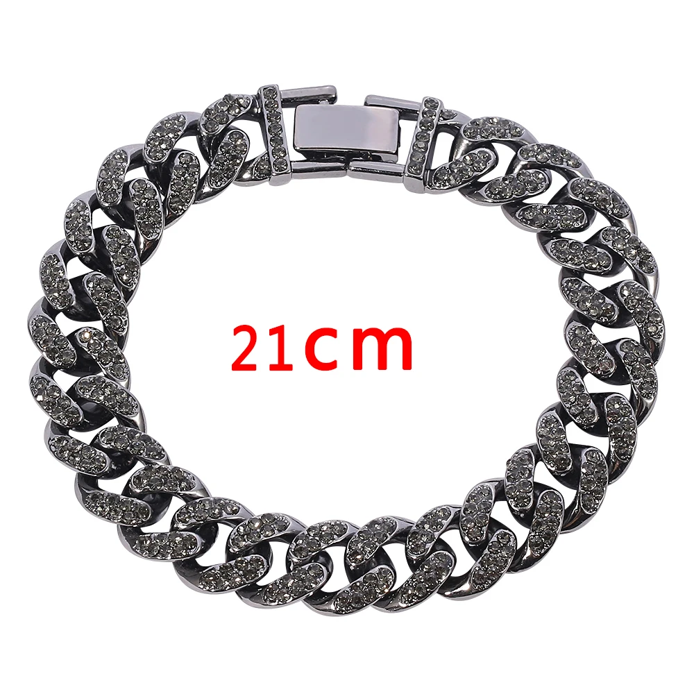 Iced Out Bracelet New Fashion Delicate Luxury Cuban Chain Bling ferrous Silver Color Trendy Exquisite Jewelry Men Women Hip Hop