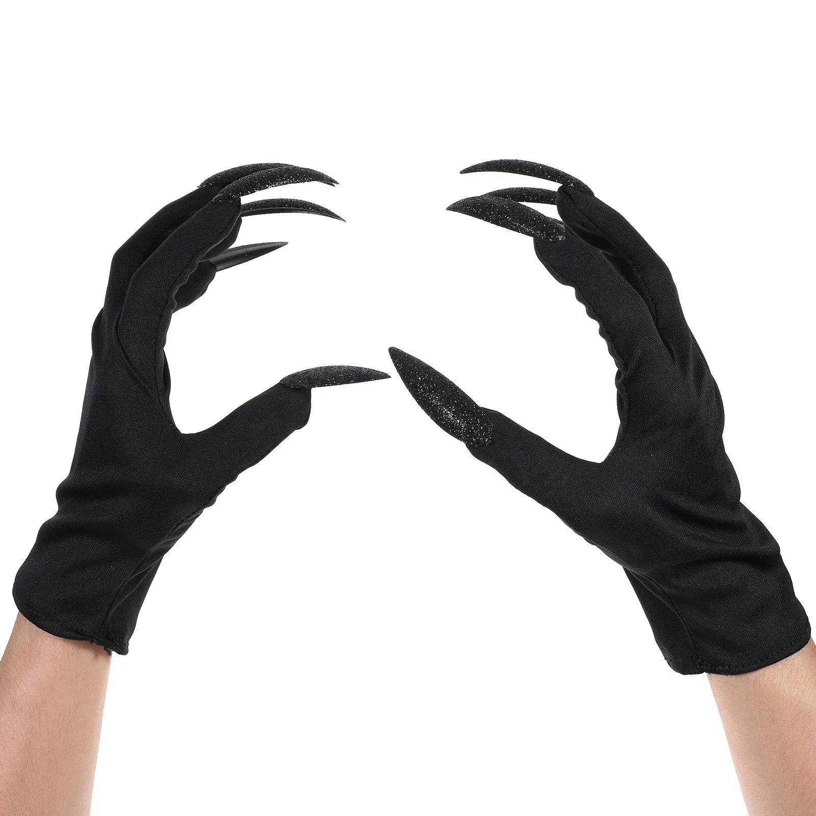 

2 Pairs Long Nail Gloves Full Finger Mittens Scary Party Props Halloween Costume Accessories Cosplay Gloves Elastic Fit