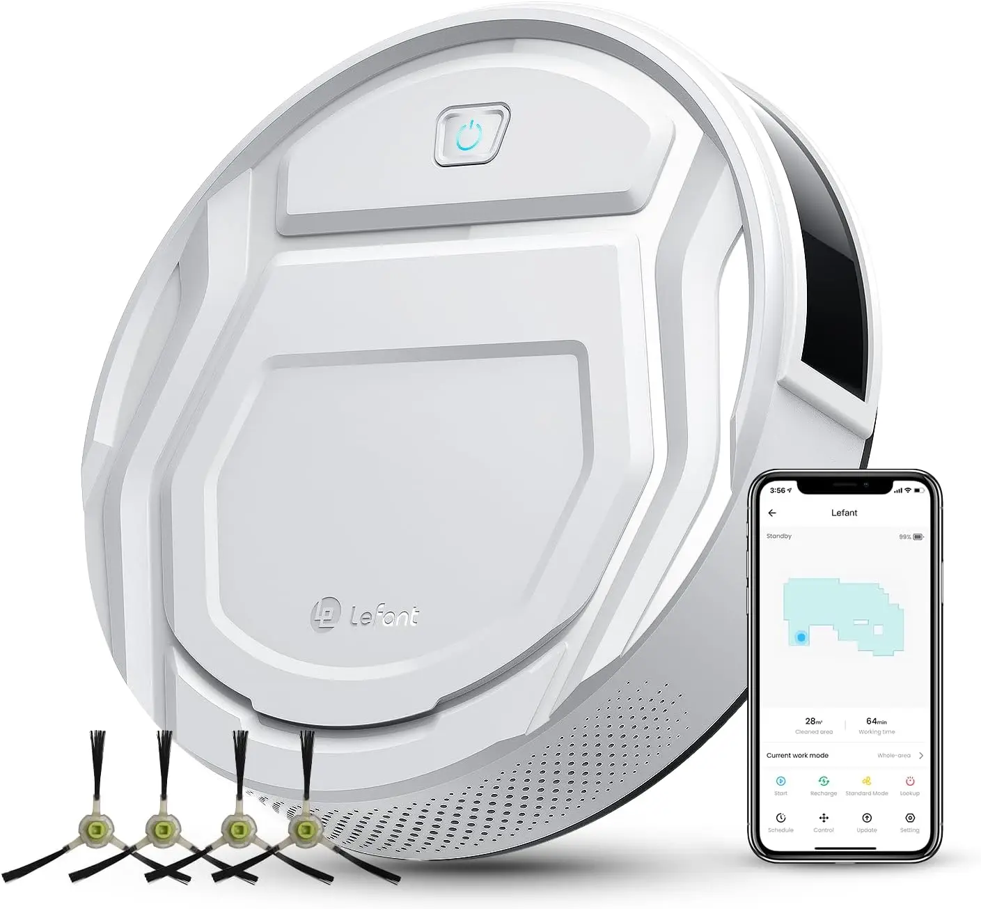 Robot Vacuum with 2200Pa Suction, 120 Mins Runtime, 6 Cleaning Modes, Quiet, Self-Charging, Wi-Fi/App Control, I