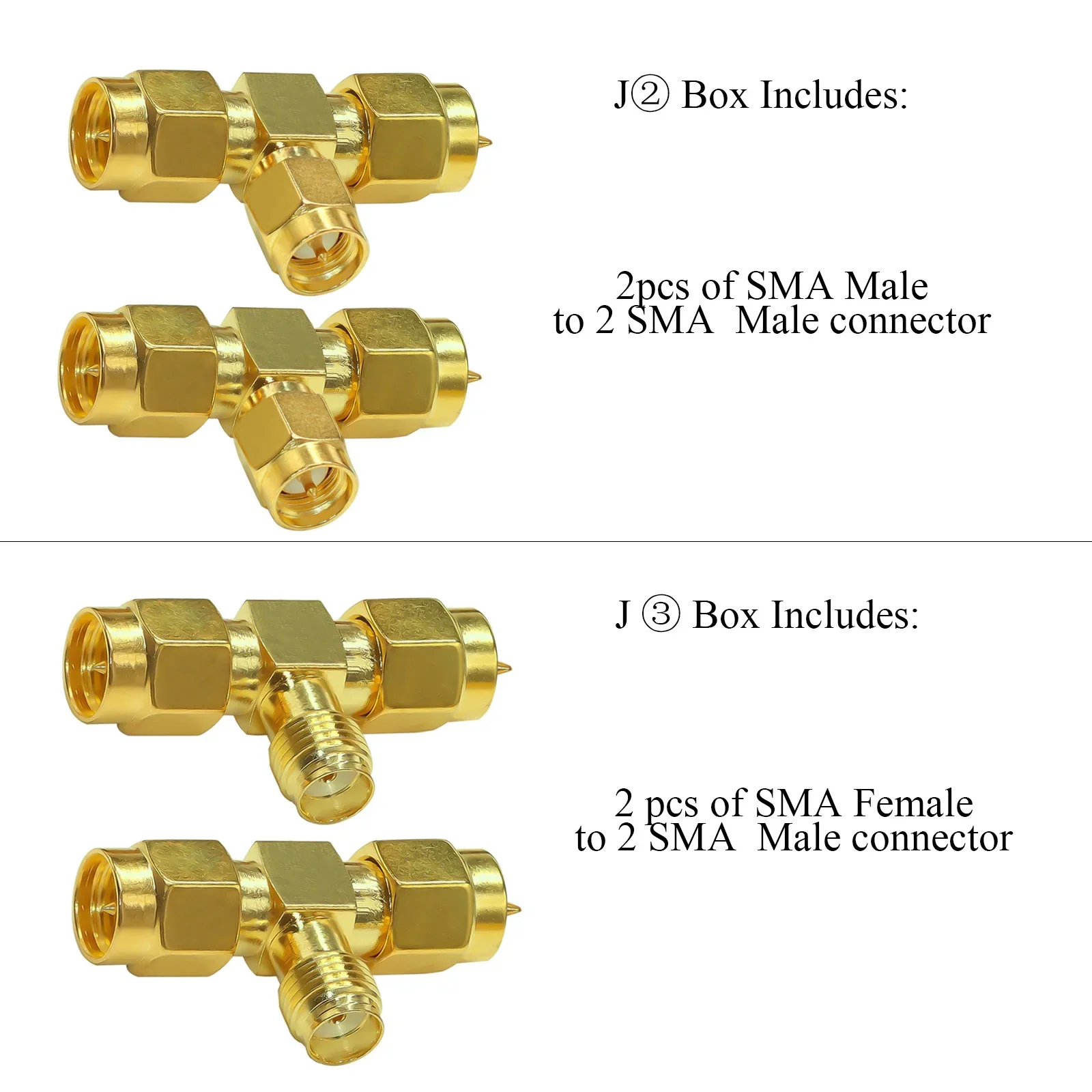 SMA Splitter Connector SMA Male to Dual SMA Male Triple Tee Adapter SMA Female to Double SMA Male 3 Way 2Type/lot 2pcs/lot