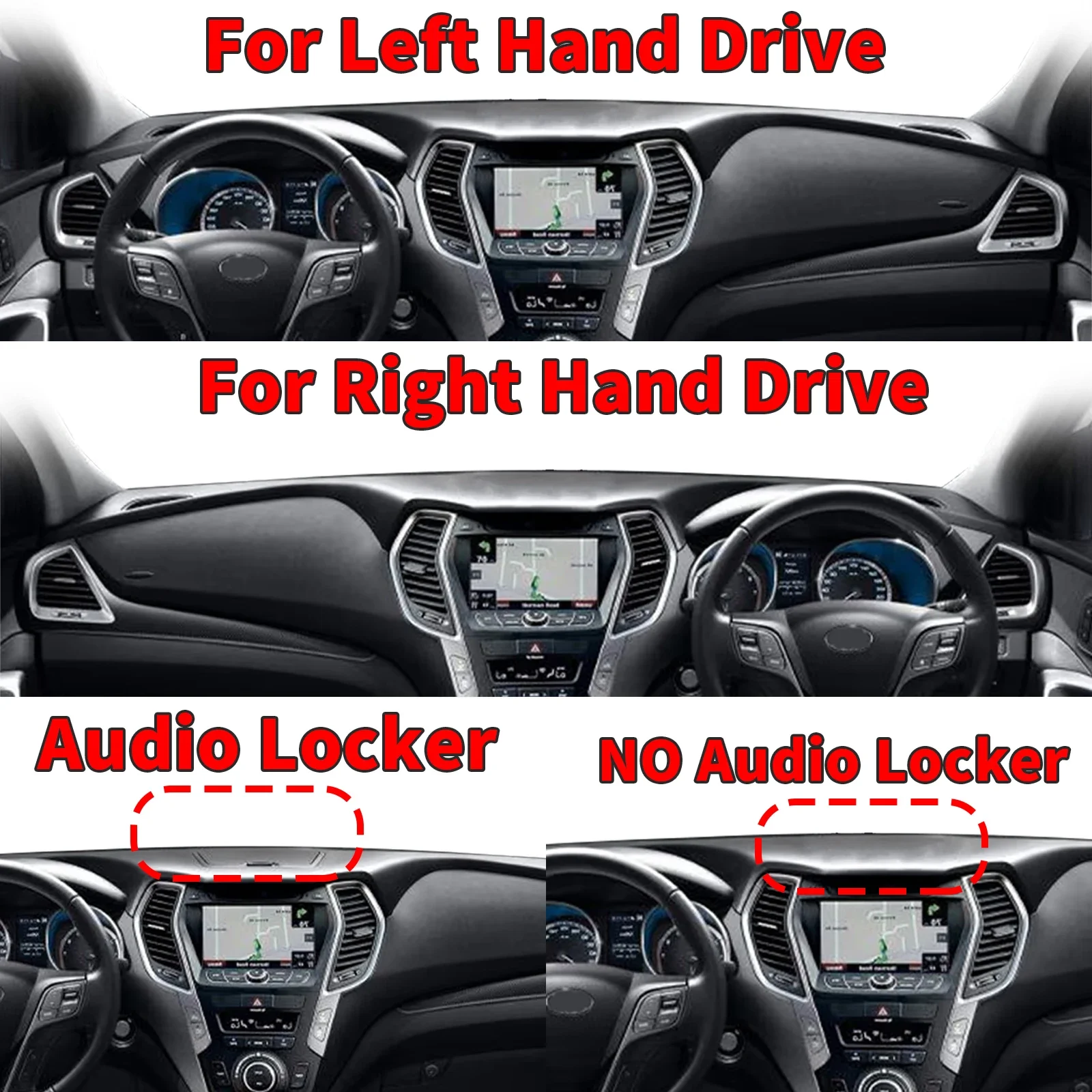 يصلح لشركة هيونداي سانتا في سانتافي 2013 2014-2018 سيارة داشمات غطاء لوحة القيادة وسادة اكسسوارات داشمات ظلة السجاد الواقي