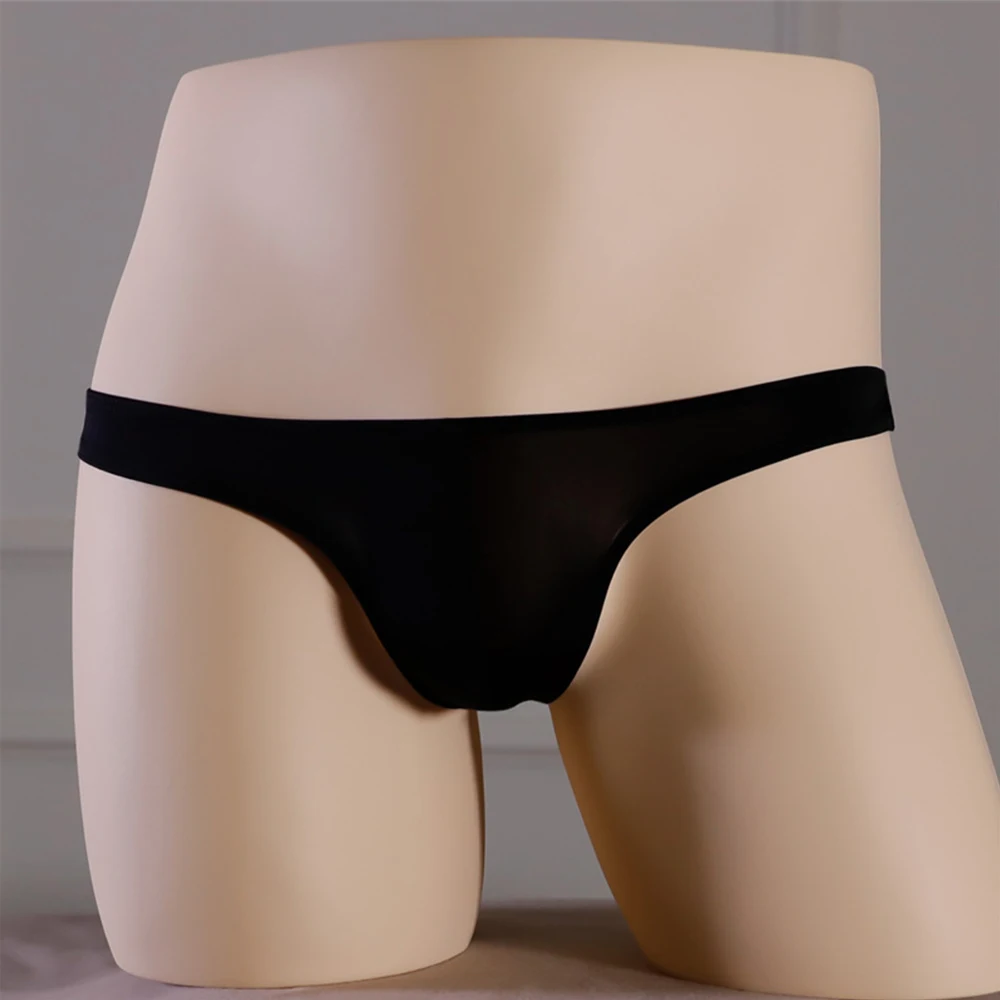

Men Underwear Men Thong See-Through Thin Traceless Transparent Comfortable Ice Silk Low Waist Panties Underpants