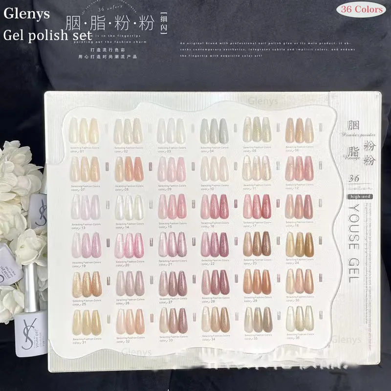 Glenys 36 Kleur Porselein Witte Cat 'S Eye Nagellak Lijm Semi-Permanente Onderdompeling Gel Nagelsalon Speciale Uv Nail Art Lak