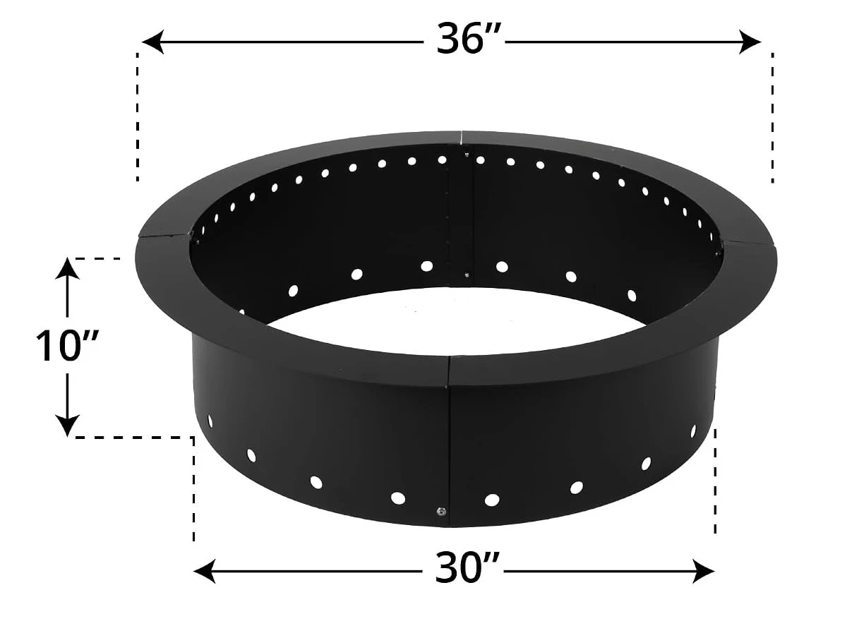 Smokeless Fire Pit Ring Insert, Heavy Duty Round Steel Firepit Liner, Outdoor Backyard Patio Garden Bonfire Heating Accessory, High Temperature Resistant Durable Fire Ring, Black