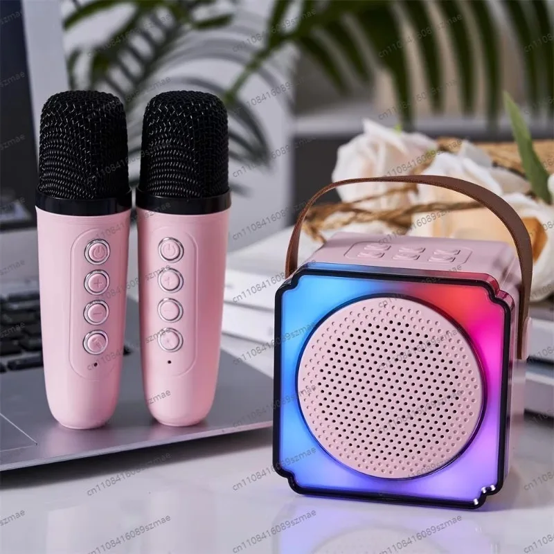 P8 Colorful LED Wireless Karaoke Microphone, with Loud Speaker & Echo Effect, Perfect for Camping/Car/Party Fun