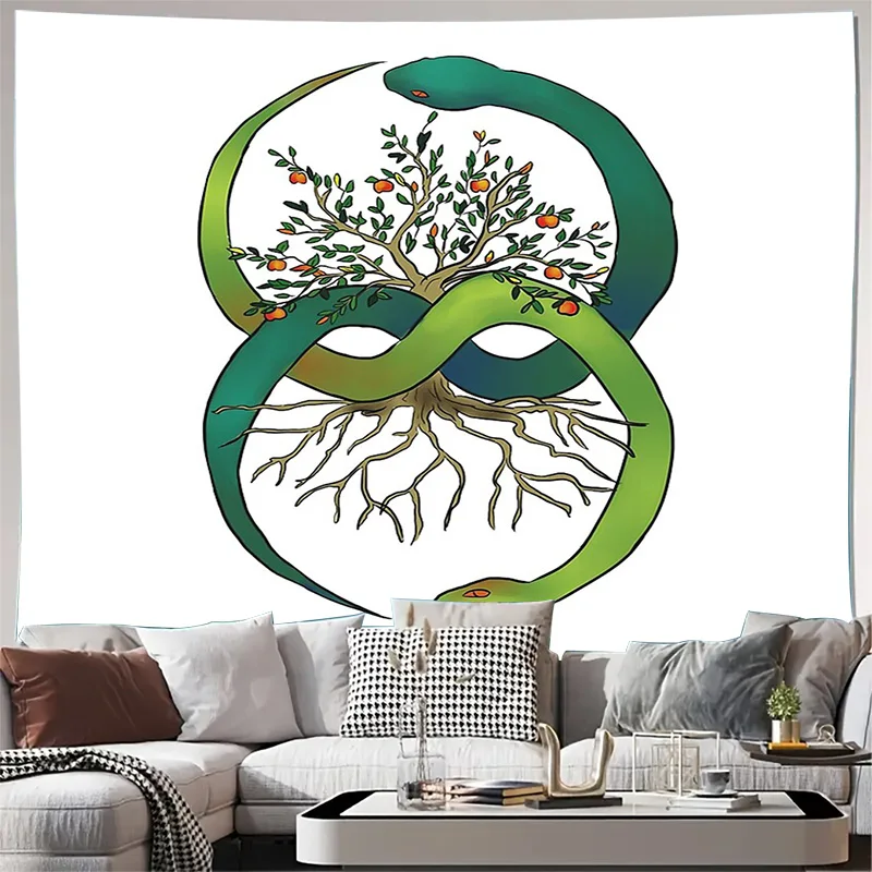 Триповый гобелен, настенный психоделический художественный декор с природой, богемный домашний декор, фестивальный гобелен, темная академия, Cottagecore A