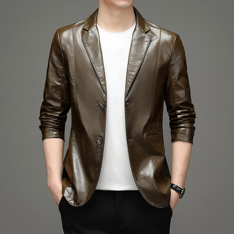 

2023Four seasons boutique high-end pure hand feel business Korean version of Slim simple fashion casual leather suit jacket