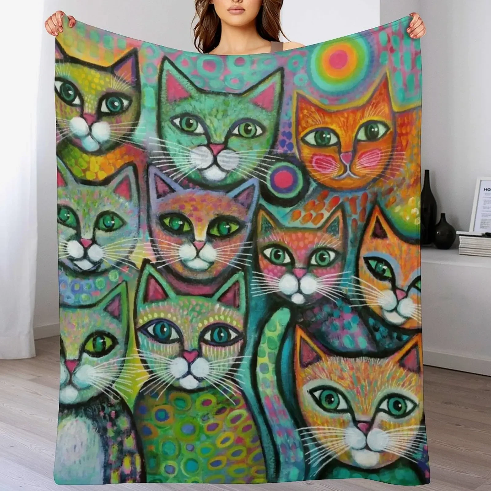 

New Gang of cute kittens too Throw Blanket Designers cosplay anime Blankets