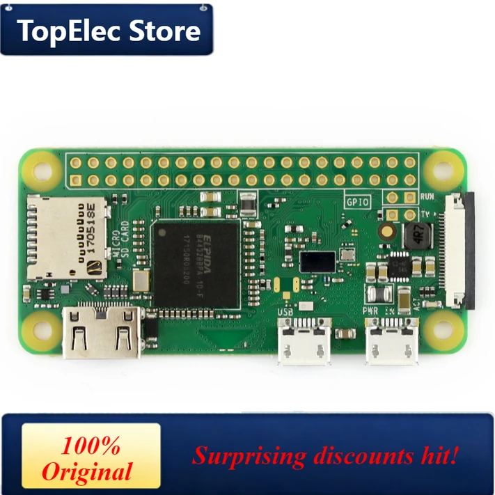 TopElec Raspberry Pi Zero W (Built-In WiFi) Development Kit Type E Micro Card Power Adapter 2.13inch E-Paper HAT