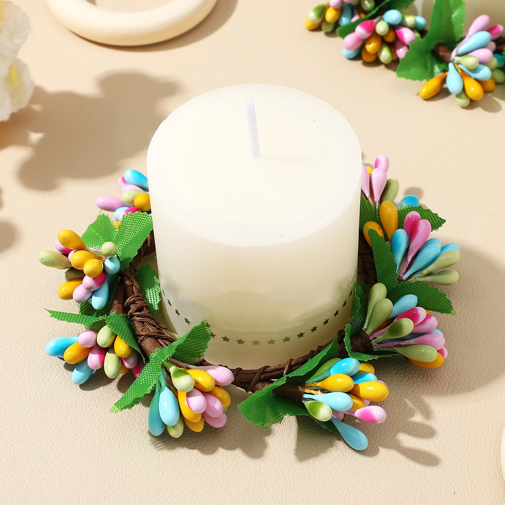 

6pcs Ring Wreath Easter Decor Spring Decorations Greenery Centerpieces LED Farmhouse Holiday Home Events
