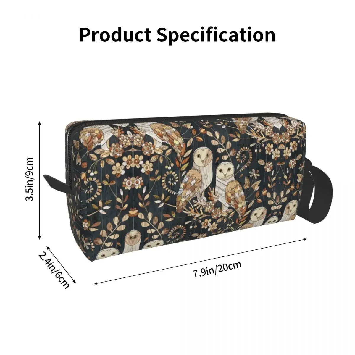 Wooden Wonderland Barn Owl Collage Makeup Bag Cosmetic Storage Dopp Kit Toiletry Cosmetic Bag Women Beauty Travel Pencil Case