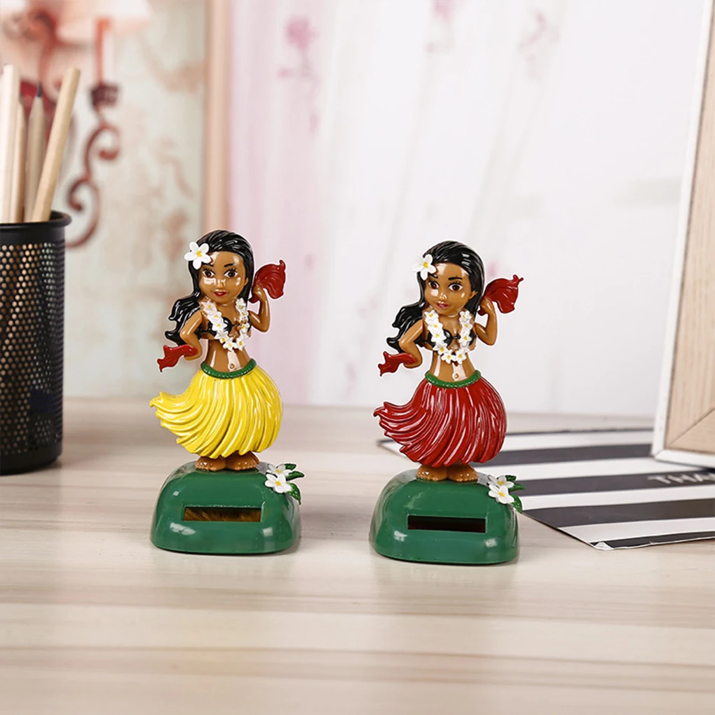 

Solar Energy Cartoon Bobble head Doll Car Solar Ornament Doll Hawaiian Girl Shape Car Interior Car Doll Ornament