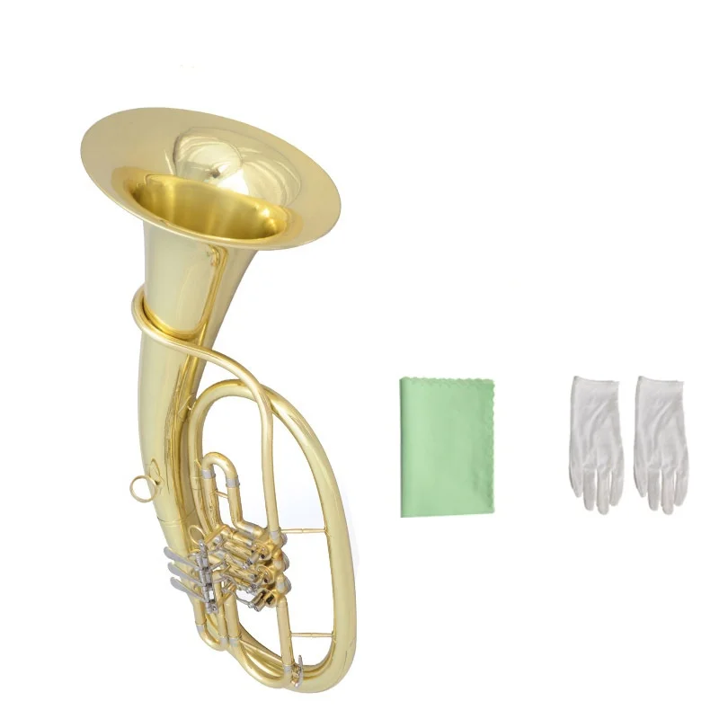 Professional Bb Baritone Horn With Three Flat Valves - Premium Brass Wind Instrument For Concert & Orchestra