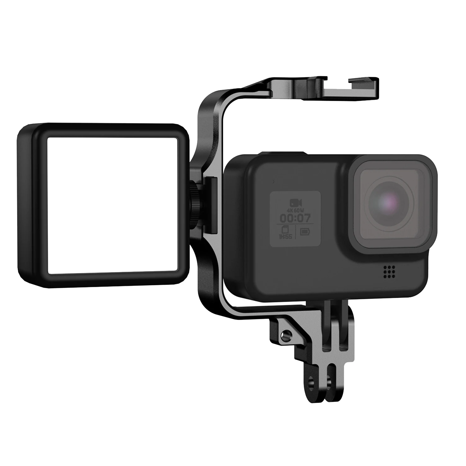 Rangka logam lampu isi kamera dengan dudukan Cold Shoe untuk GoPro Hero 11 10 9 8 7 Dji acco