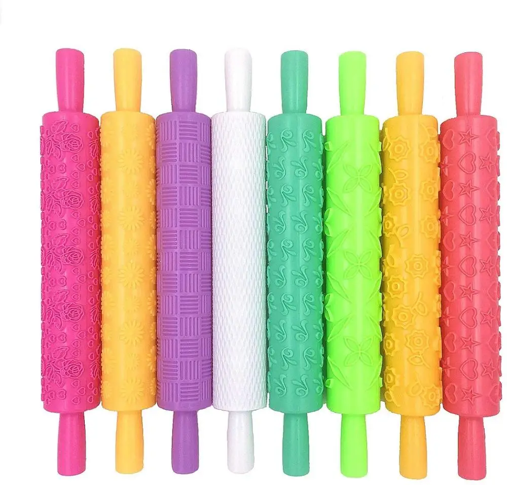 Kitchen Rolled Fondant Tools Impression Rolling Pin Cupcake Decorating Roller Dough Roller Cake Decorating Tools Baking Gadgets