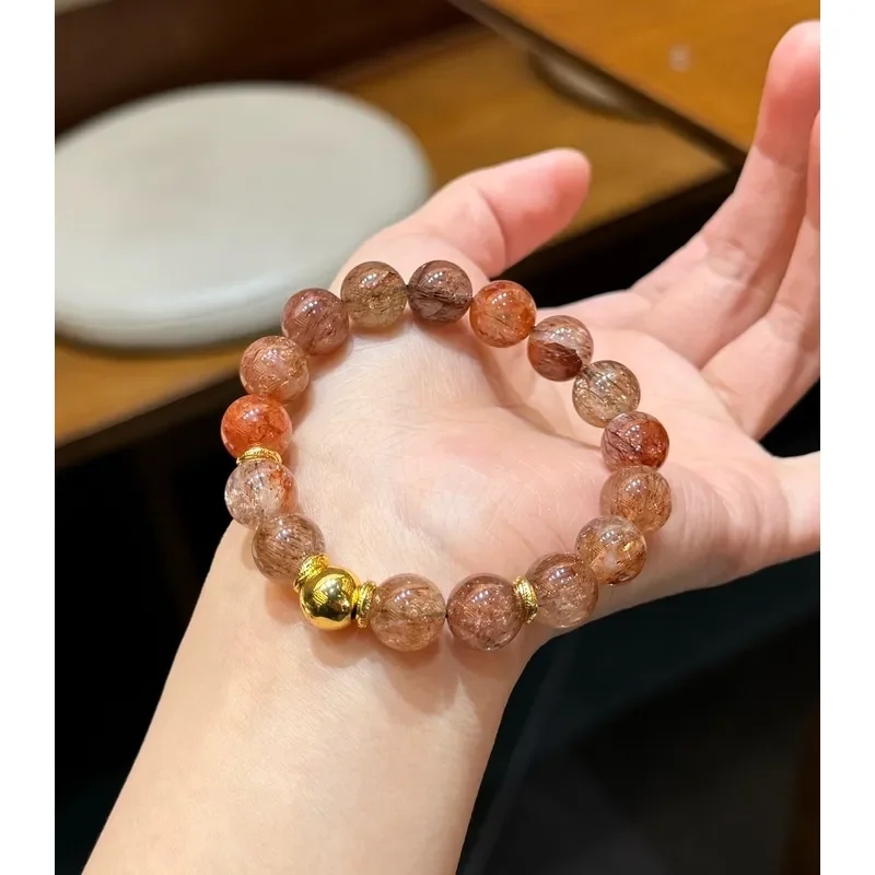 Old Money Wind Black Gold Super Seven Copper Gold-plated Accessories Bracelet Simple Versatile Fashion Generous, Lucky