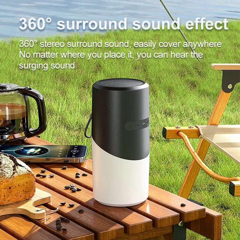 Portable Bluetooth Speakers Outdoor Camping Sound Box Colorful LED Lights Waterproof Subwoofer Dual Pairing Stereo Music Player