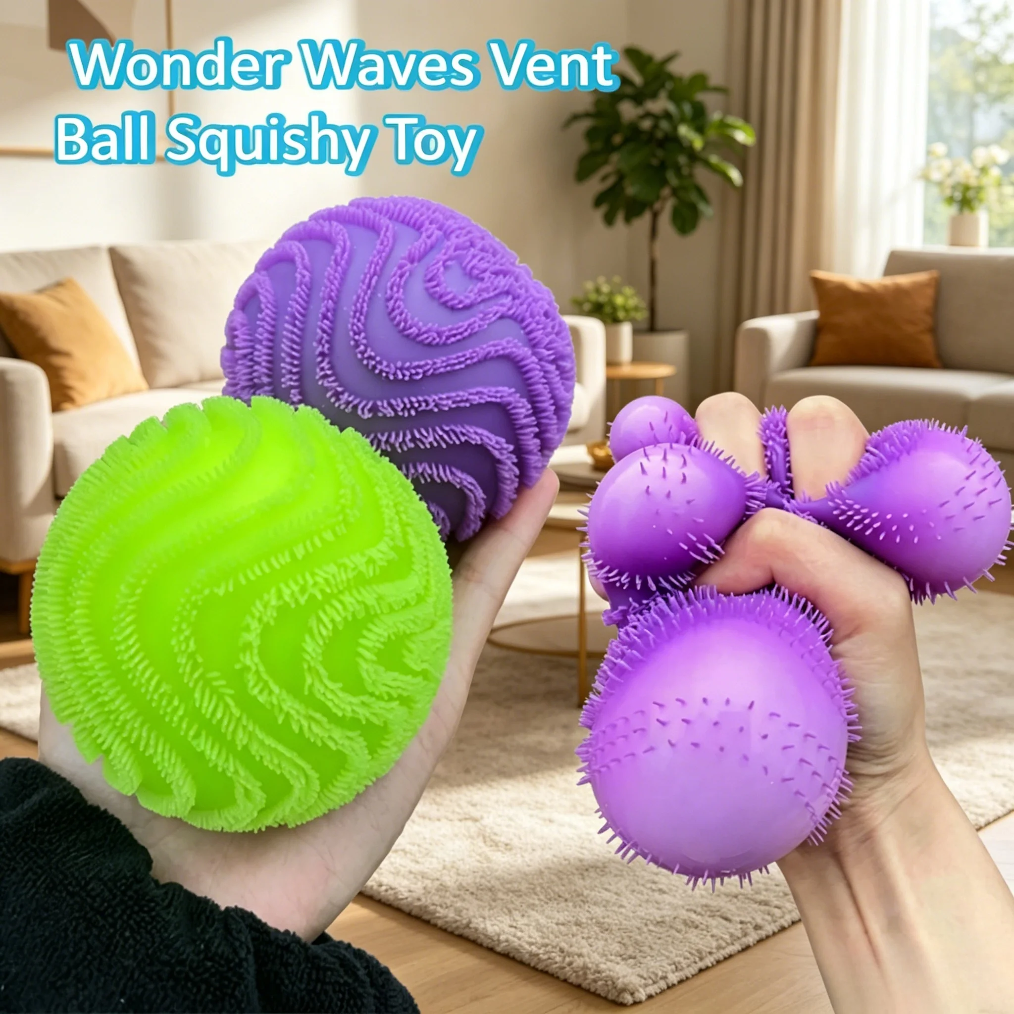

Kawaii Textured Fuzz Ball Vent Squishy Fidget Ball Soft Squeeze Stress Relief Anti-Anxiety Calming Sensory Decompression Toy