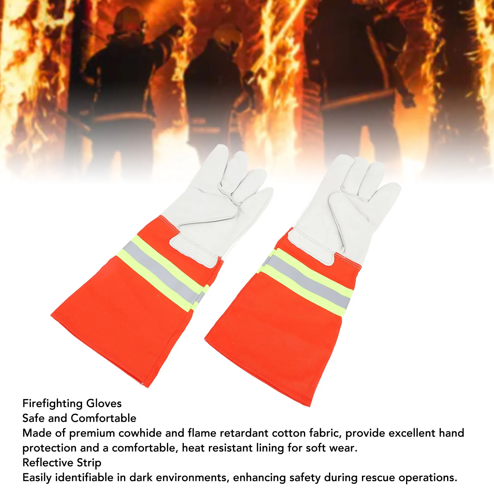 ZK30 Firefighting Gloves Comfortable Reflective Strip Flame Resistance Firefighter Glove for Rescue Welding Baking Gloves