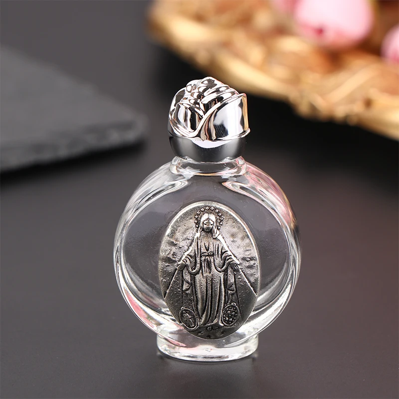 1 Pc Empty Glass Holy Water Jesus Bottle Religious Cross Bottle Christian Reusable Baptism Supplies Family Gifts