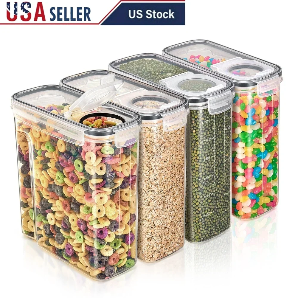 

Clear Plastic Cereal Dispenser Airtight Food Storage Containers with Pour Spout Kitchen Pantry Organization 17 Cups