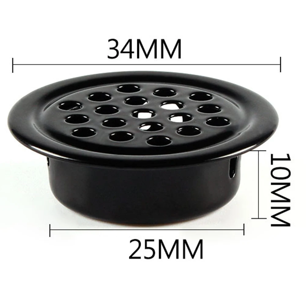 10pcs Round Cabinet Air Duct Vent Dia.19mm-53mm Steel Louver Mesh Hole Plug Decoration Cover Wardrobe Grille Ventilation Systems