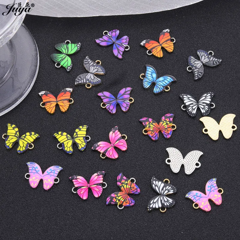 10 teile/los Bunte Druck Schmetterling Stecker Schmuck Erkenntnisse Zubehör Für DIY Machen Armbänder Liefert – Detail 5
