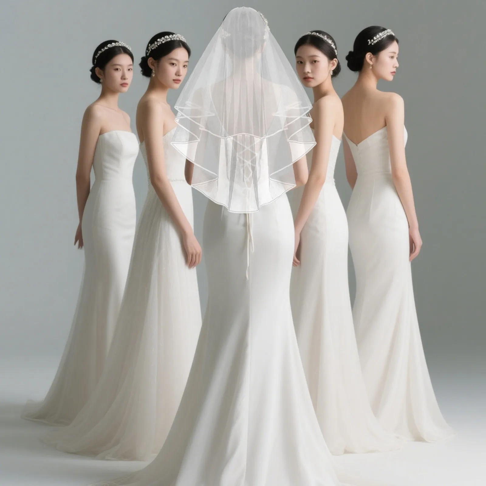 

Короткая свадебная фата с гребнем, элегантная фата из тюля, аксессуары для невесты