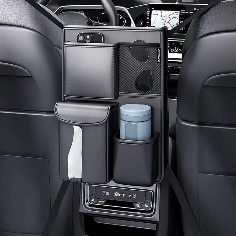 Car Front Seats Between Storage Bag Auto Seat Back Handbag Holder Tissue Box With Multiple Pockets Car Seat Organizer Bag
