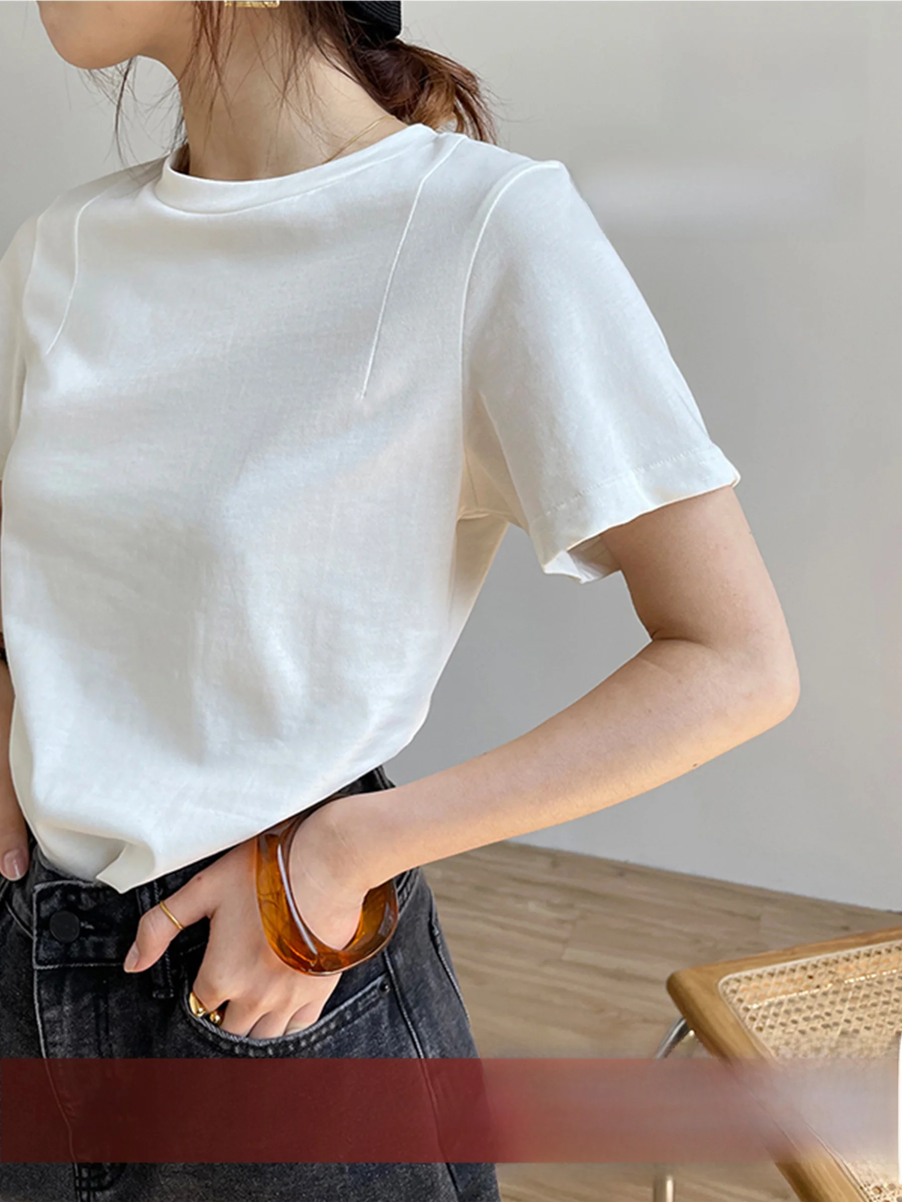 

Basic ort Sve round Ne T-irt Slim Fit Korean Sle Summer Base Layer Vest Top oulder Width Regular Length Comfortable