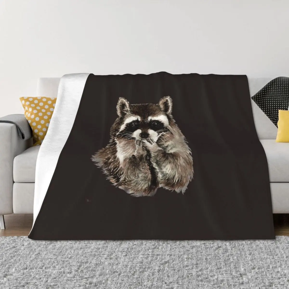 

Cute Raccoon Blowing Kisses Throw Blanket Decorative Beds Warm bed plaid Flannels Blankets