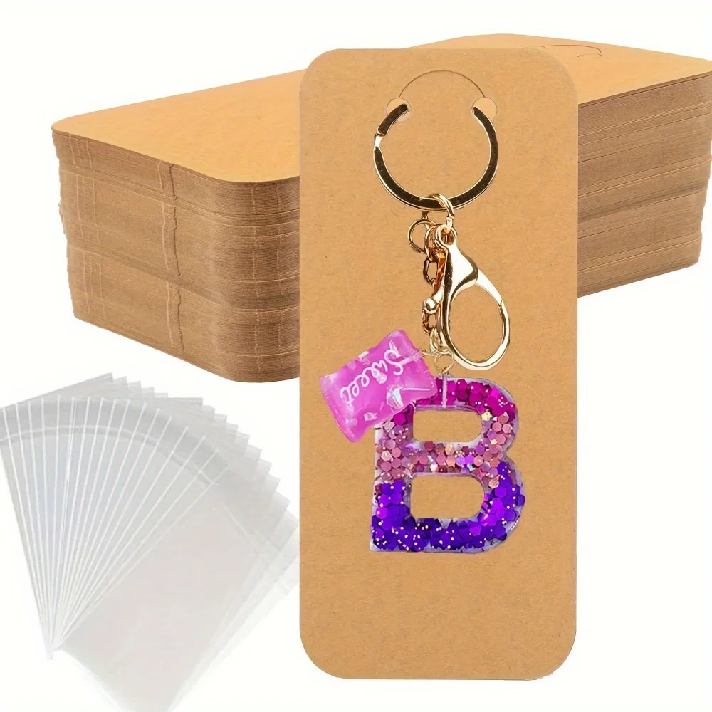Earring Cards Necklace Display Cards with Bags 50pcs Earring Display Cards 50Pcs Self-Seal Bags Kraft Paper Tags for DIY Jewelry