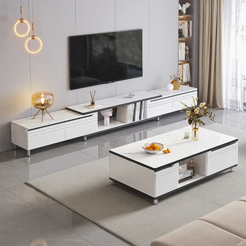 for Modern Simple Combination TV Cabinet Living Room Floor Unit  Telescopic Coffee Table Storage Console