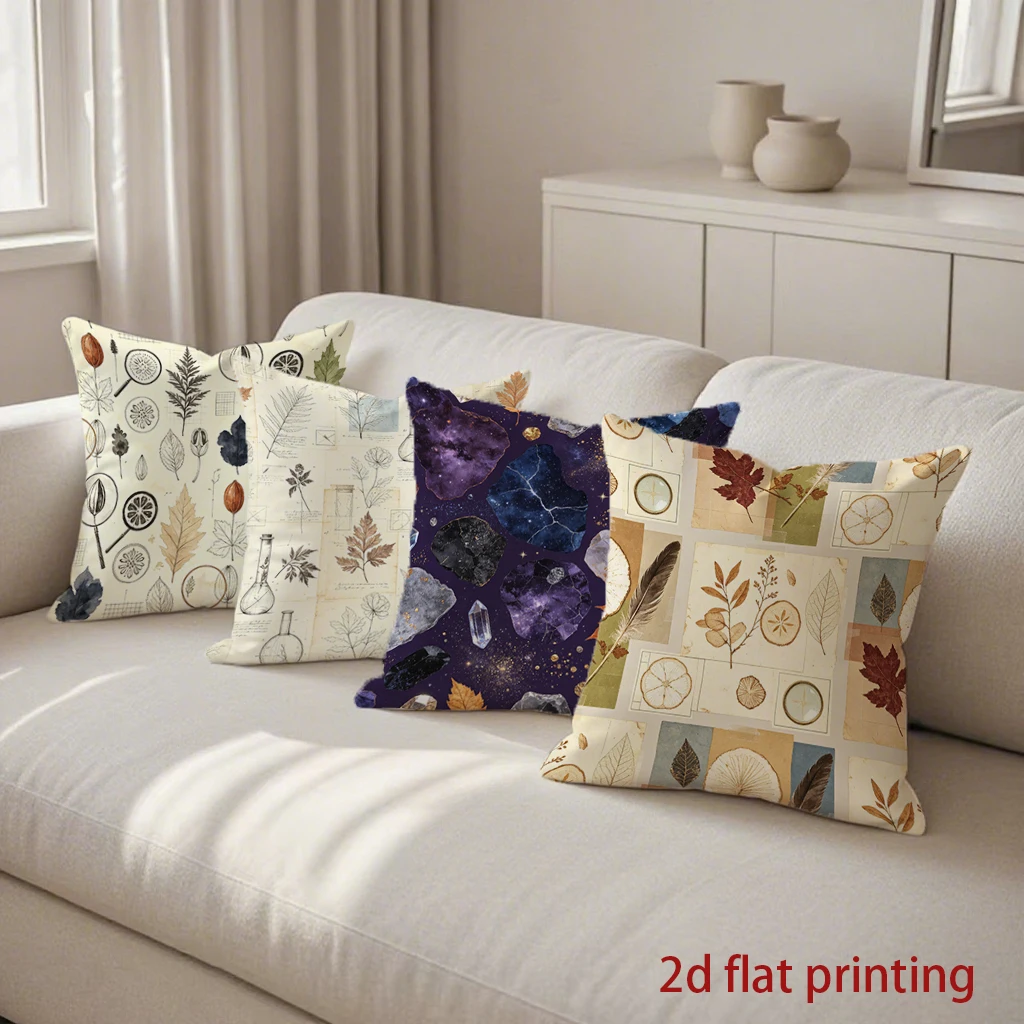Vintage Botanical & Gemstone Pillow Covers Pattern Cushion Cover Suitable for Sofa Bedroom Car Pillow Cover
