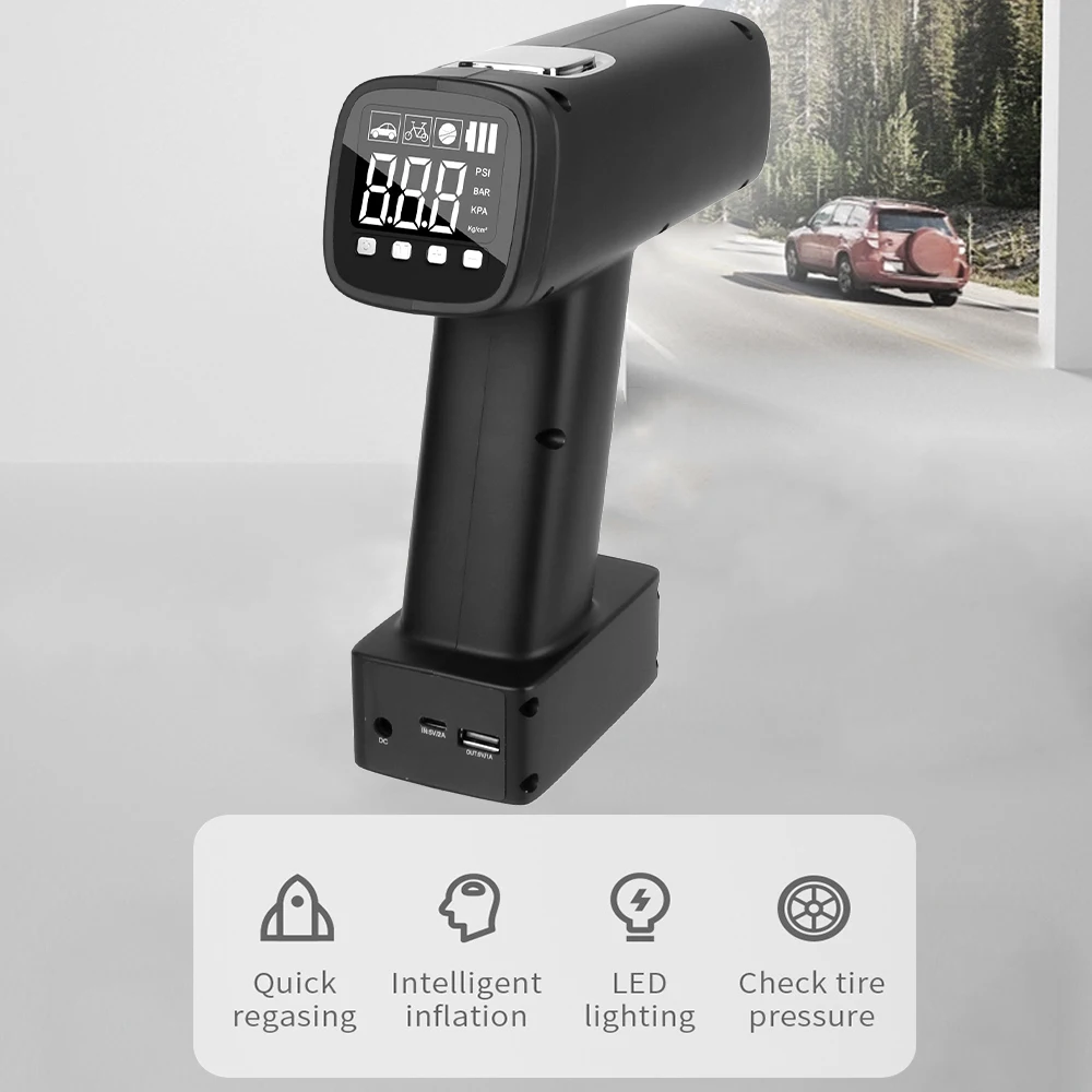 Tire Pressure Test Tire Air Pump 150PSI Car Air Compressor Digital Portable Inflator 6000mAh With LED Flashlight
