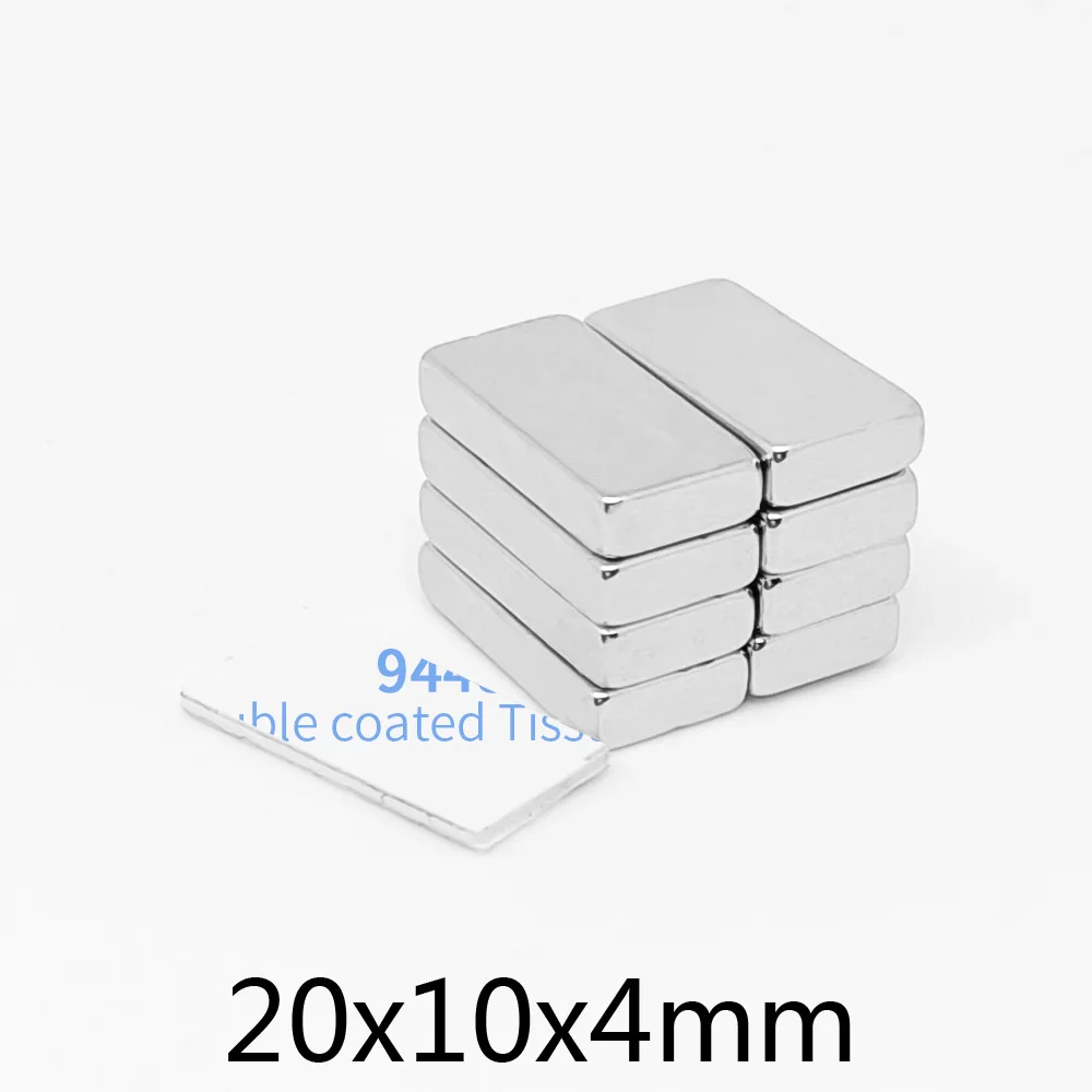 2/5/10/20/30/50PCS 20x10x4 mm Quadrate Rare Earth Neodymium Magnet With 3M Glue Tape 20x10x4mm Strong Powerful Magnets 20*10*4