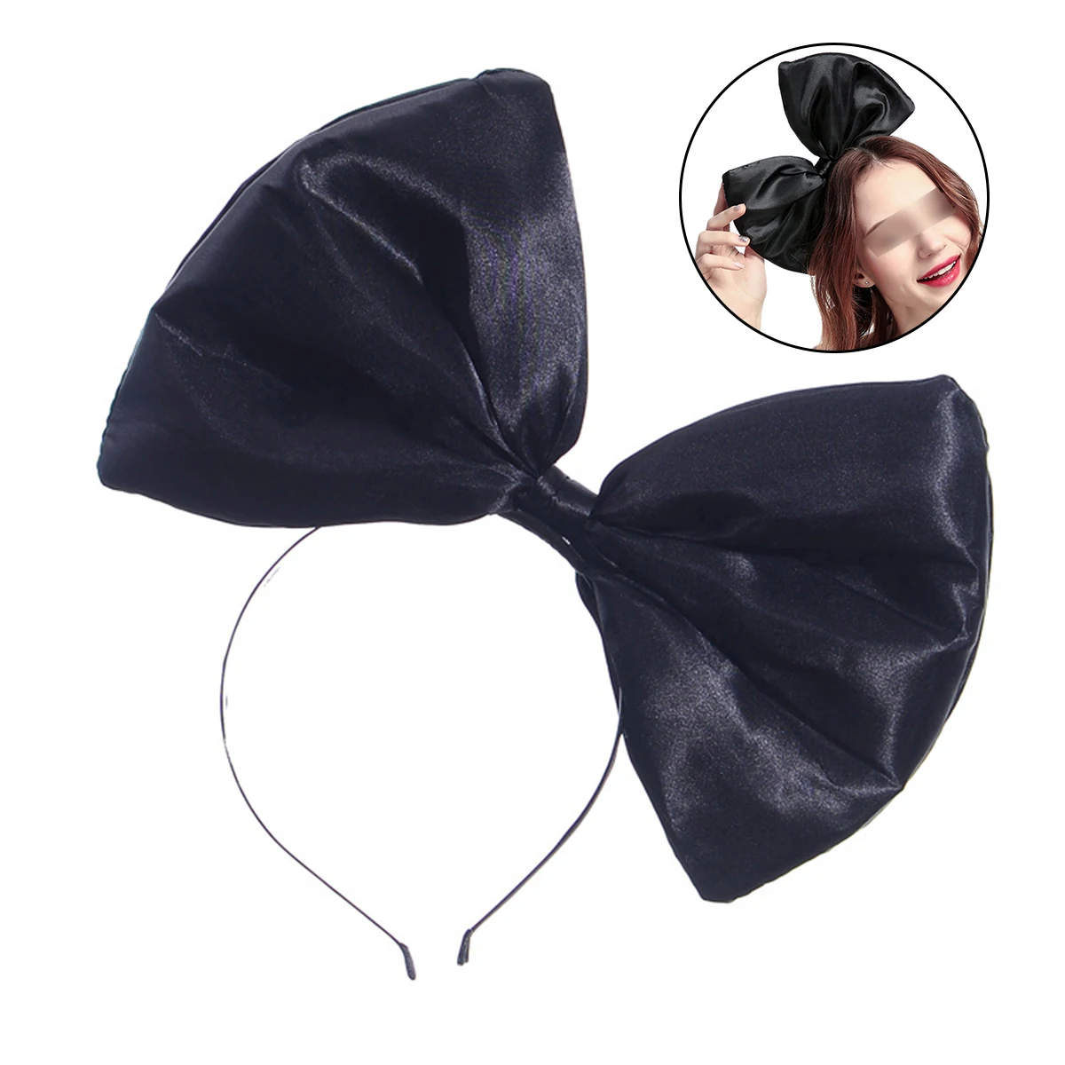 

Super Large Bowknot Headband Black Lightweight Comfortable Hair Hoop for Party Festival Birthday Photo Bow Hair Band