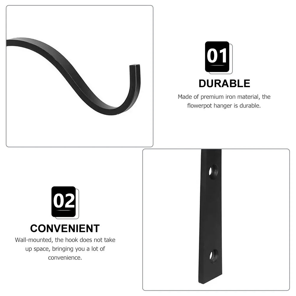 

4Pcs Balcony Flower Basket Hooks Heavy-Duty Iron Hanging Brackets for Outdoor Garden Lanterns Plant Hangers Wind Chimes