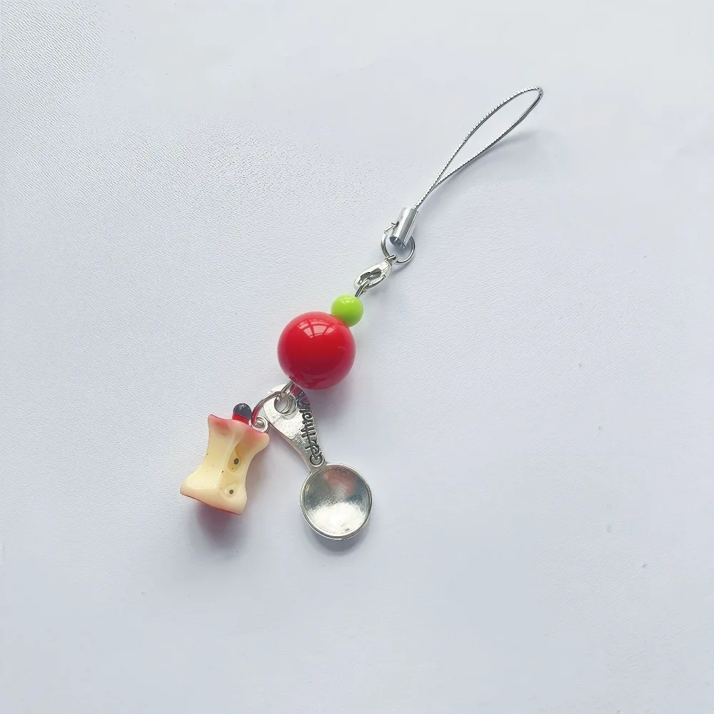 

Элегантный брелок для телефона из хрустальных бусин, ремешок-шнурок от потери, красно-зеленый, стильный брелок для ключей, милый фруктовый кулон Y2K, цепочка для сумки