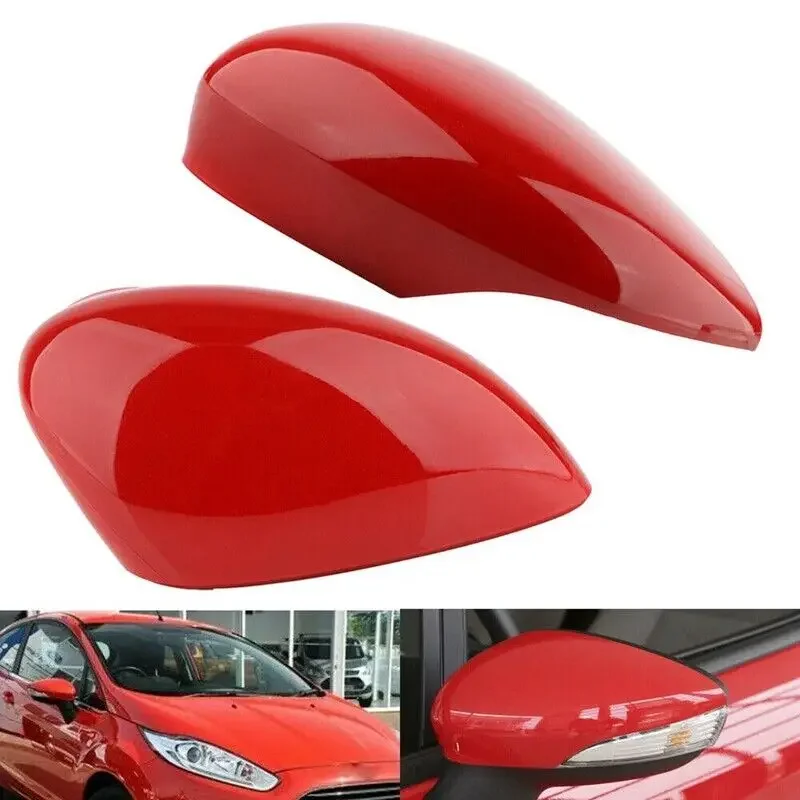 Left Right Car Side Rear View Wing Mirror Cover Cap Red For Ford Fiesta MK7 2008-2017 Rear View Mirror Cap Cover Car Accessories