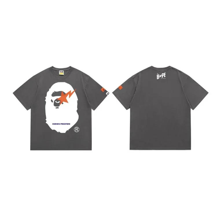 BAPE Ape Head Lightning Oversized Graphic Tee Unisex Couple Casual Streetwear T-Shirt Men Women